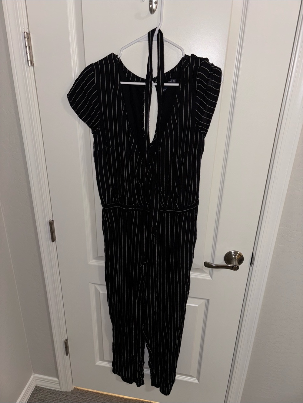 Abercrombie & Fitch Black Pinstripe Jumpsuit - Size XL